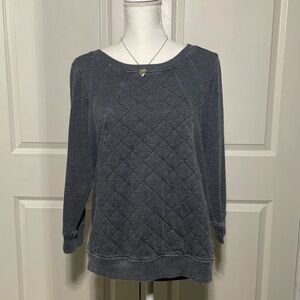 Andrew Marc Gray Quilted Crew Neck Sweater